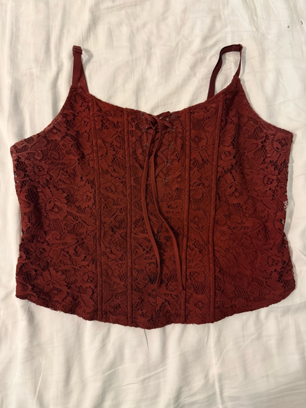 Torrid Lace Corset Cami in Rust
